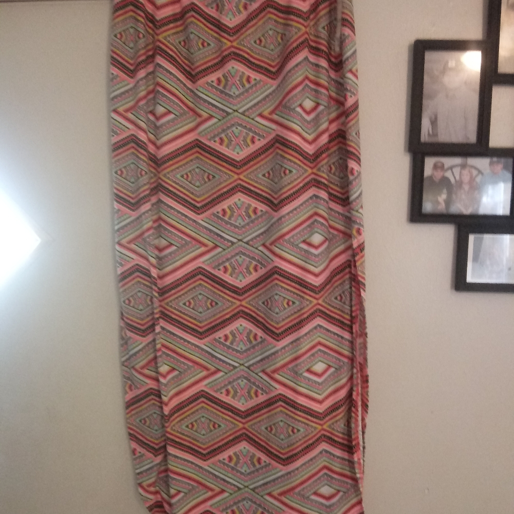 Long very soft multi colored skirt with tie string